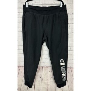 Champion Reverse Weave Sweatpants Sz L Black‎ Jogger Pants Big Logo Spell Out